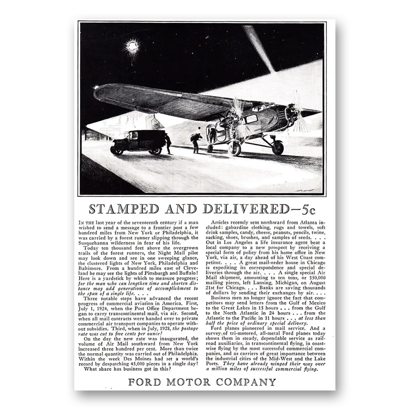 1929 Ford Motor Company Stamped and Delivered Vintage Magazine Print Ad