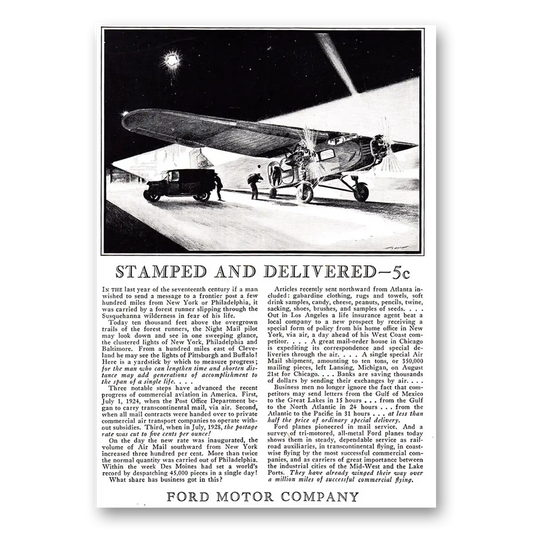 1929 Ford Motor Company Stamped and Delivered Vintage Magazine Print Ad