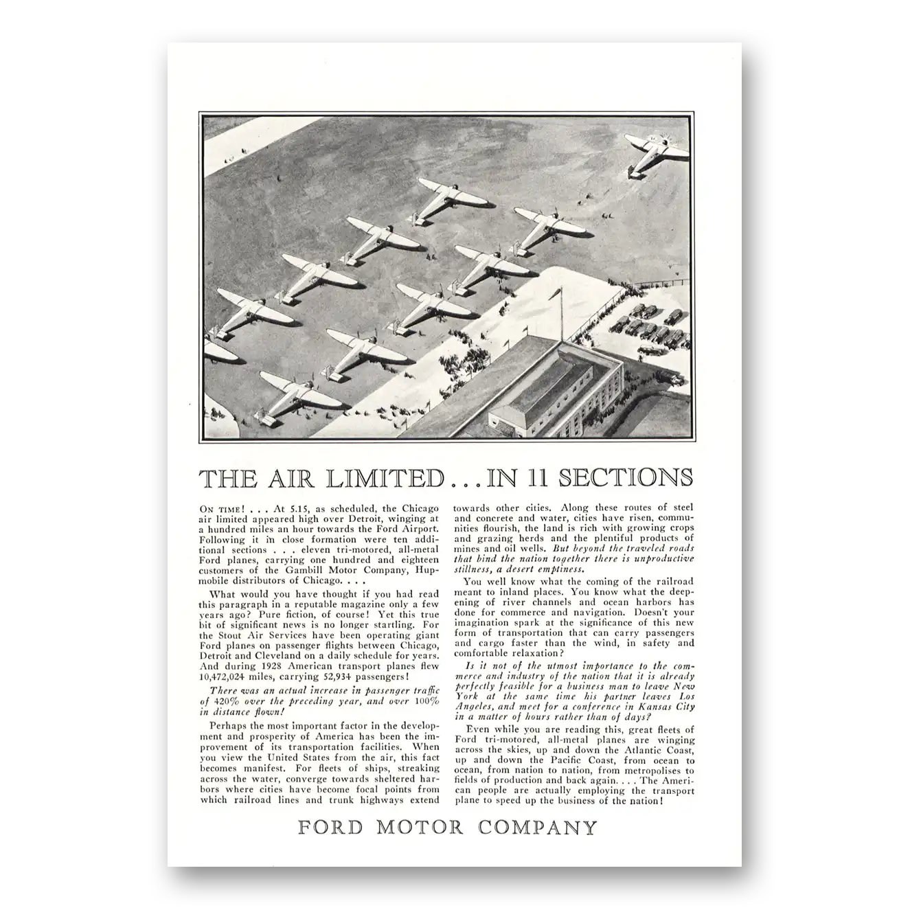 1929 Ford Aviation Air Limited In 11 Sections Vintage Magazine Print Ad