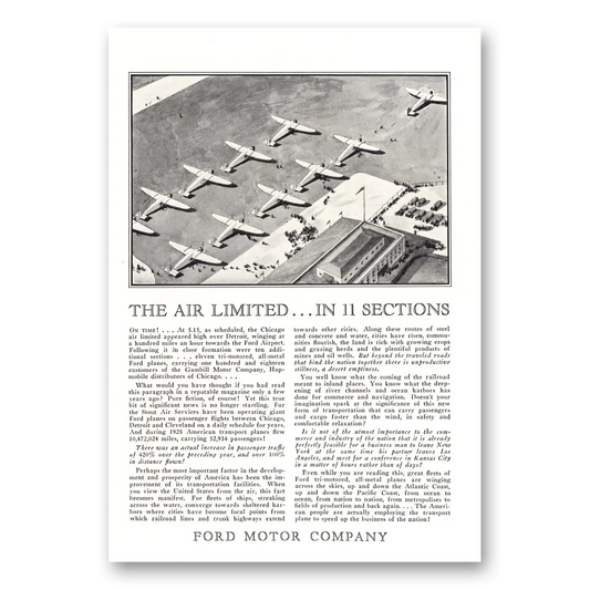 1929 Ford Aviation Air Limited In 11 Sections Vintage Magazine Print Ad