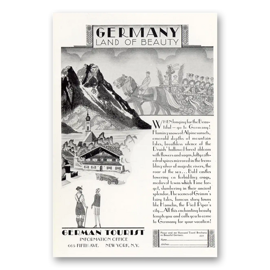 1929 Germany When Longing for the Beautiful Vintage Magazine Print Ad