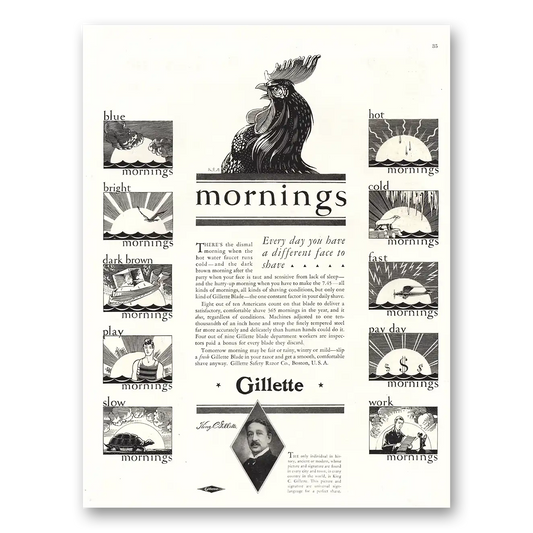 1929 Gillette Razor Blades Mornings Vintage Magazine Print Ad