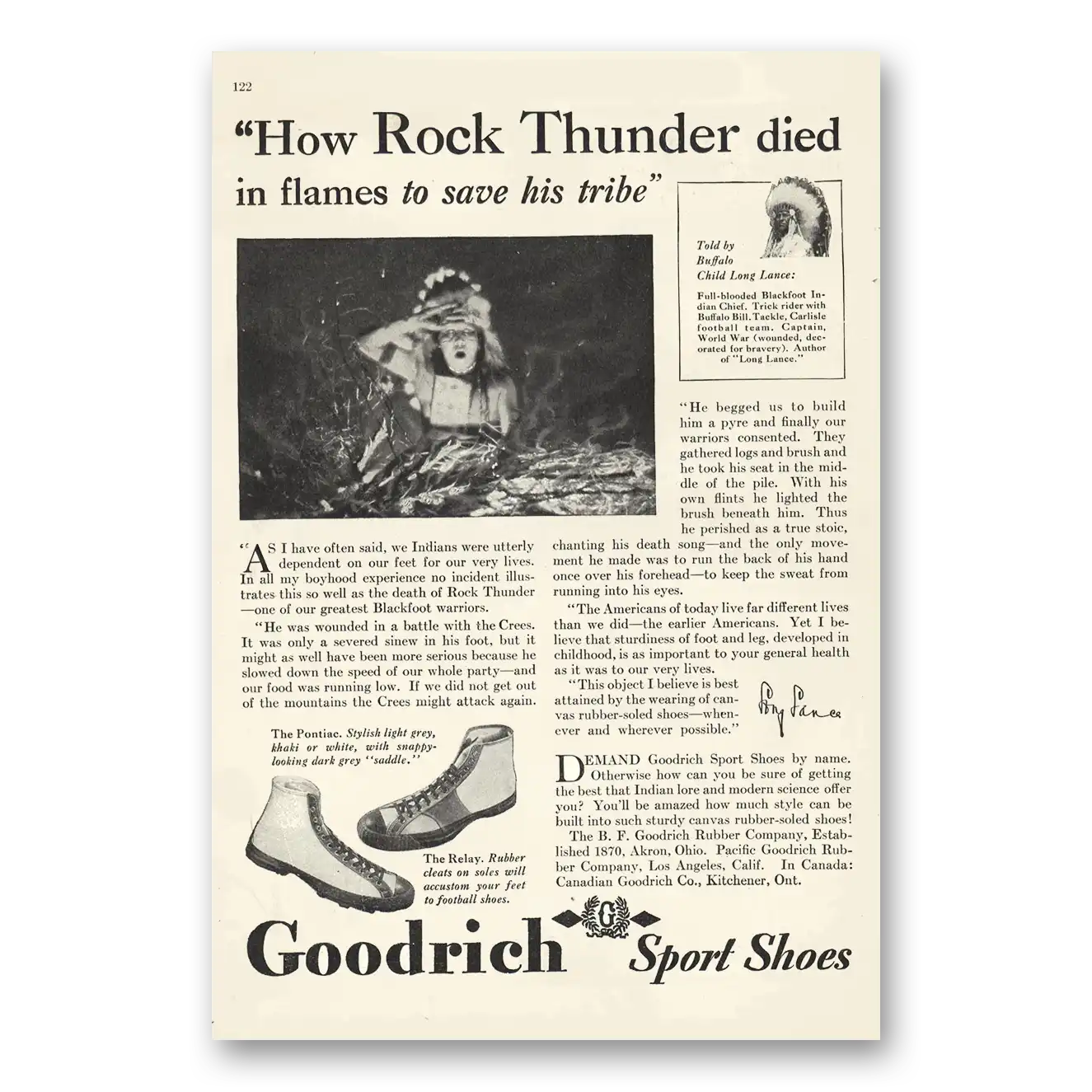 1929 Goodrich Sport Shoes How Rock Thunder Died Vintage Magazine Print Ad