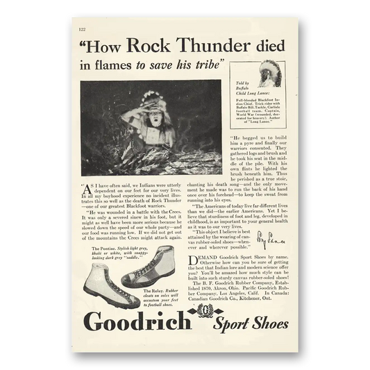 1929 Goodrich Sport Shoes How Rock Thunder Died Vintage Magazine Print Ad