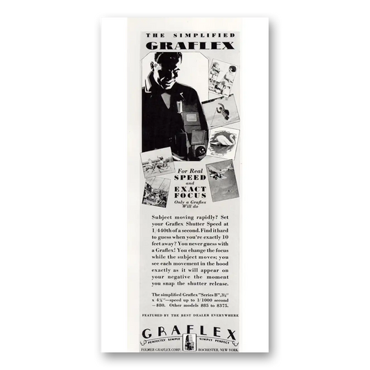 1929 Graflex Cameras For Road Speed and Exact Focus Vintage Magazine Print Ad