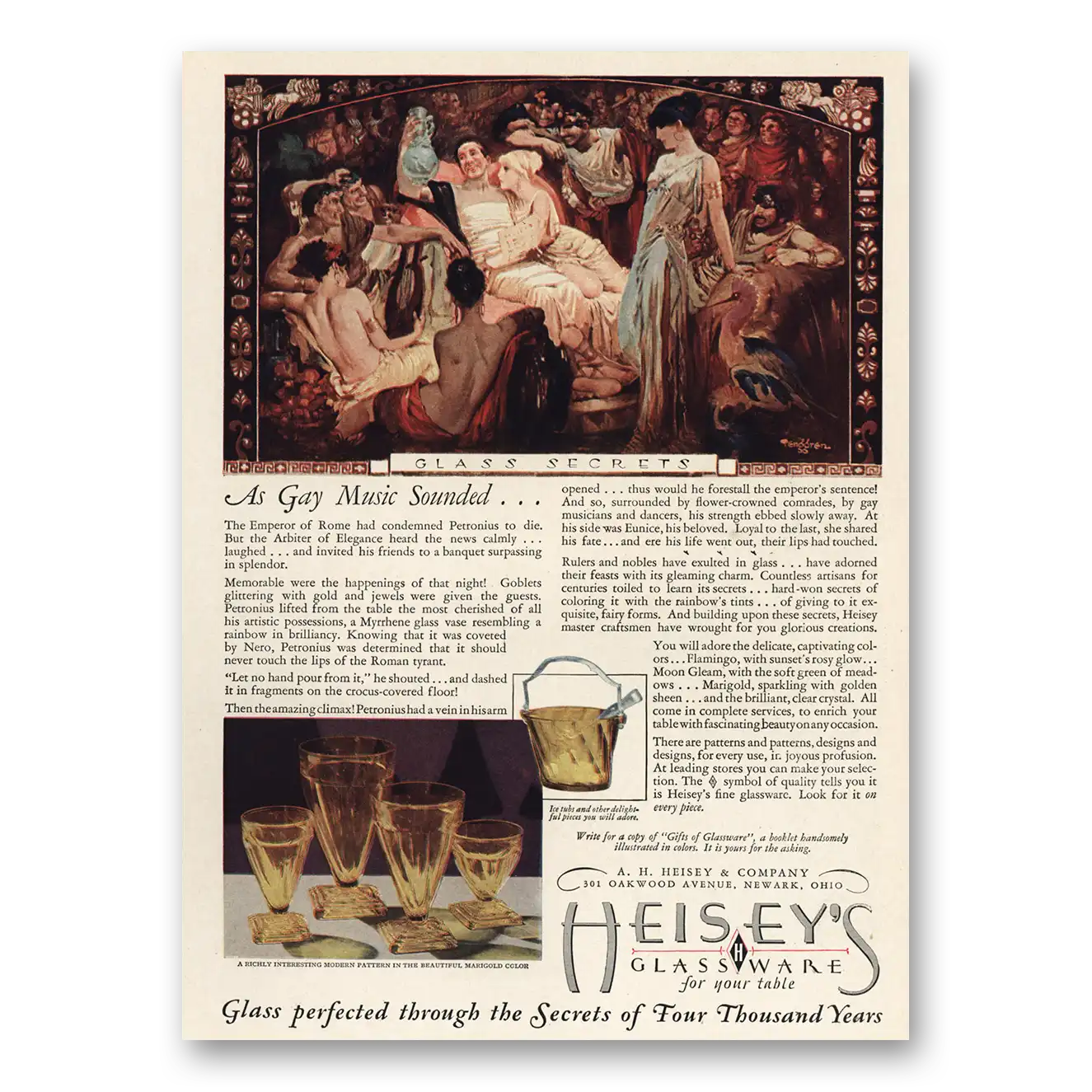 1929 Heiseys Glassware Gay Music Sounded Vintage Magazine Print Ad