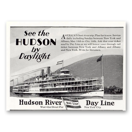 1929 Hudson River Day Line Hudson by Daylight Vintage Magazine Print Ad