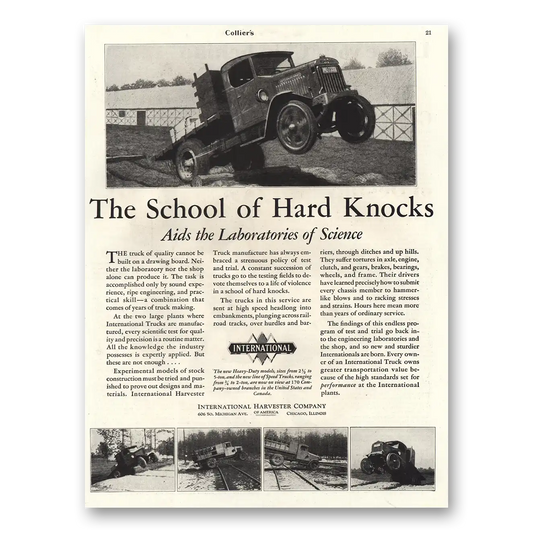 1929 International Trucks School of Hard Knocks Vintage Magazine Print Ad