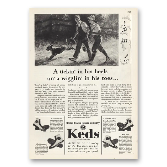 1929 Keds Shoes Tickin In His Heels Wigglin In His Toes Vintage Magazine Print Ad