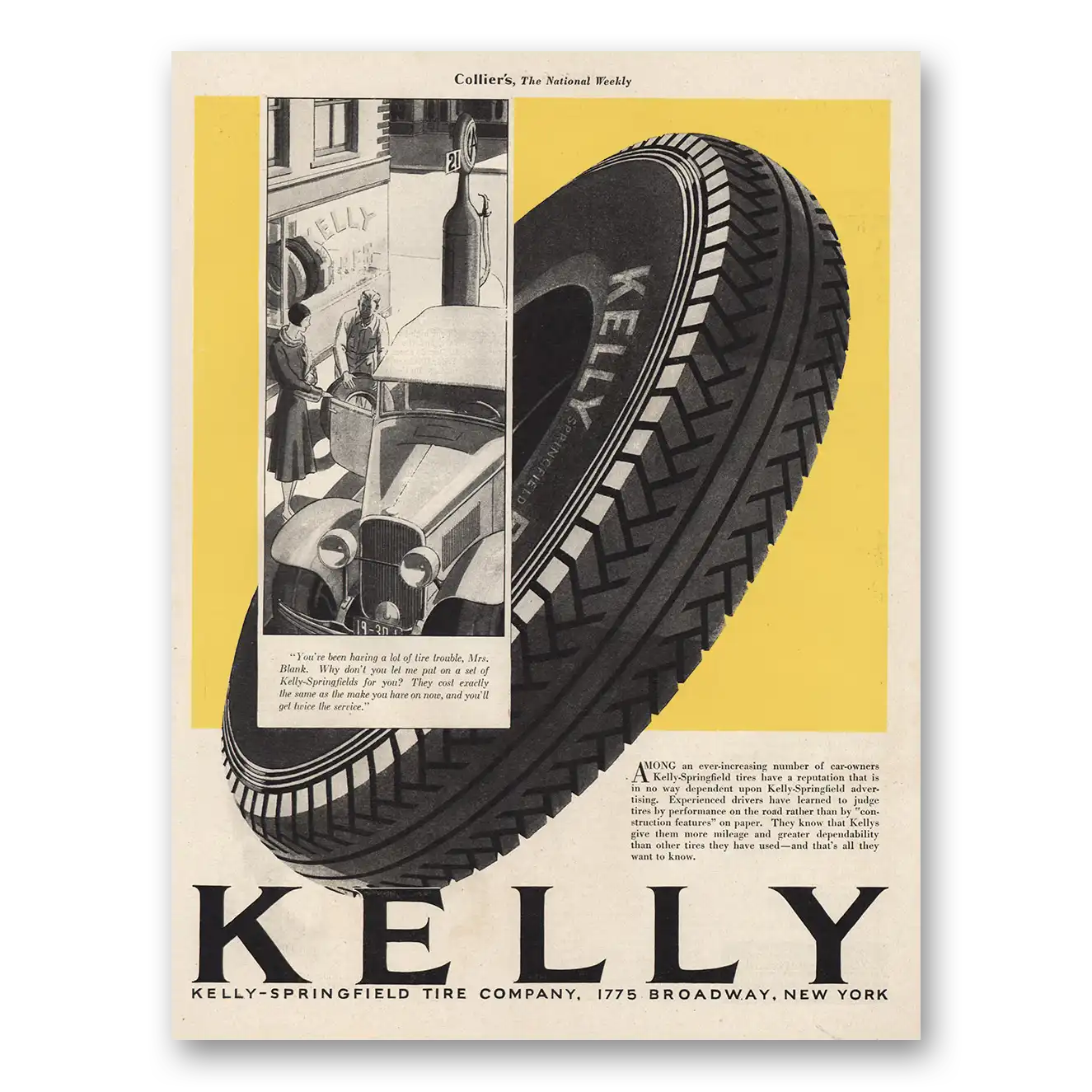 1929 Kelly Springfield Tires Increasing Number of Car Owners Vintage Magazine Print Ad