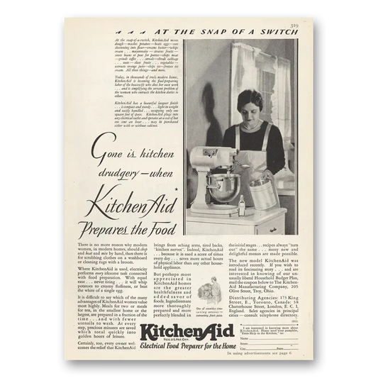 1929 KitchenAid Mixer Gone Is Kitchen Drudgery Vintage Magazine Print Ad