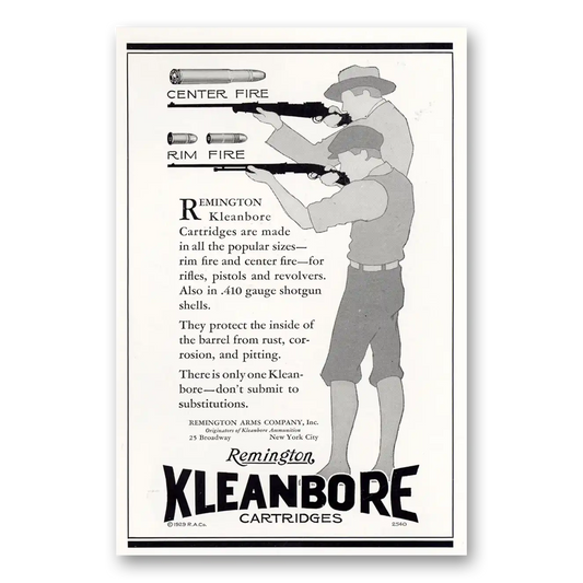 1929 Remington Arms Kleanbore Cartridges Center Fire Vintage Magazine Print Ad