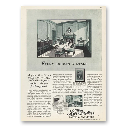 1929 Lowe Brothers House Paint Paints Every Rooms a Stage Vintage Magazine Print Ad