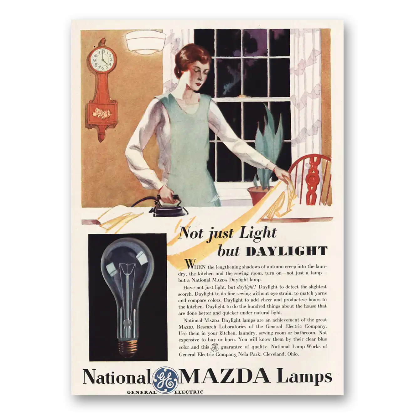 1929 Mazda Lamps Not Just Light But Daylight Vintage Magazine Print Ad