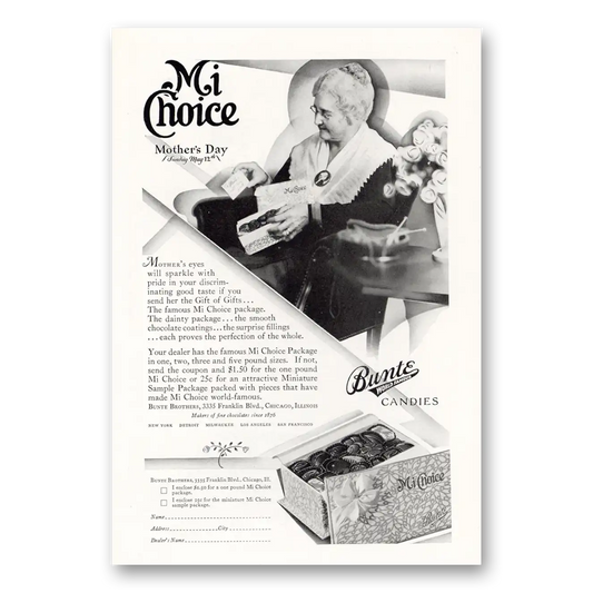 1929 Bunte Mi Choice Chocolates Mothers Day Vintage Magazine Print Ad