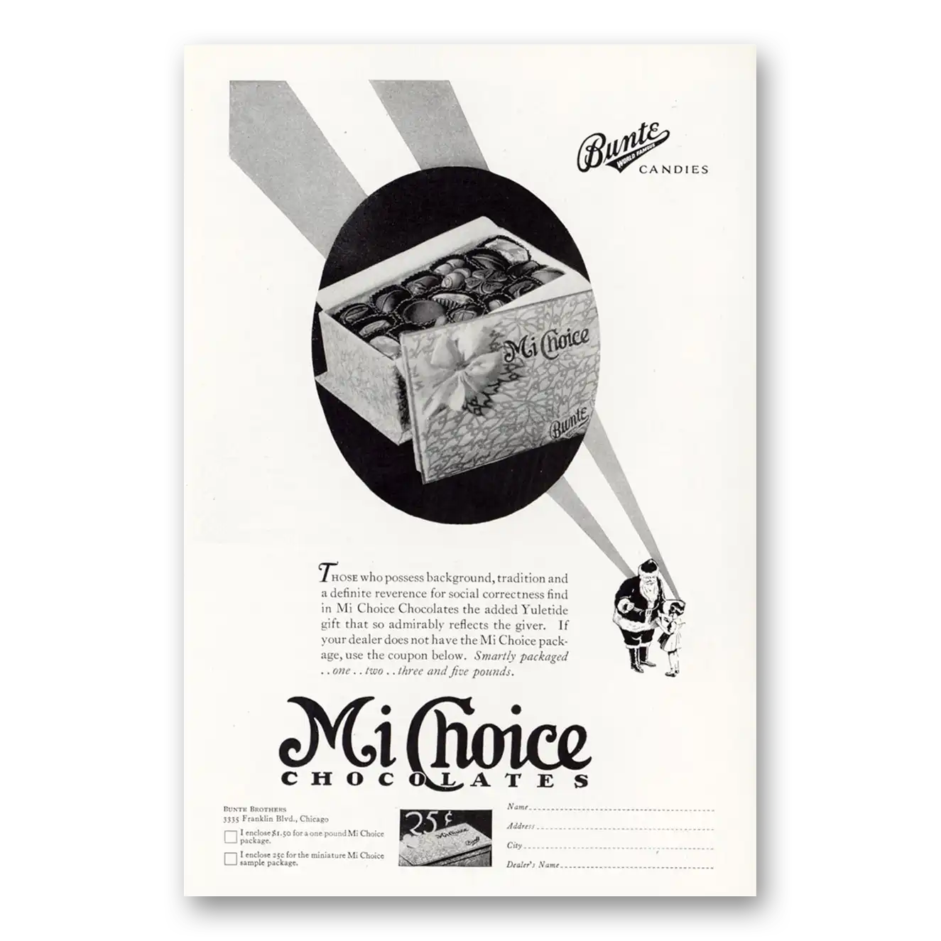 1929 Bunte Mi Choice Chocolates Those Who Possess Background Vintage Magazine Print Ad