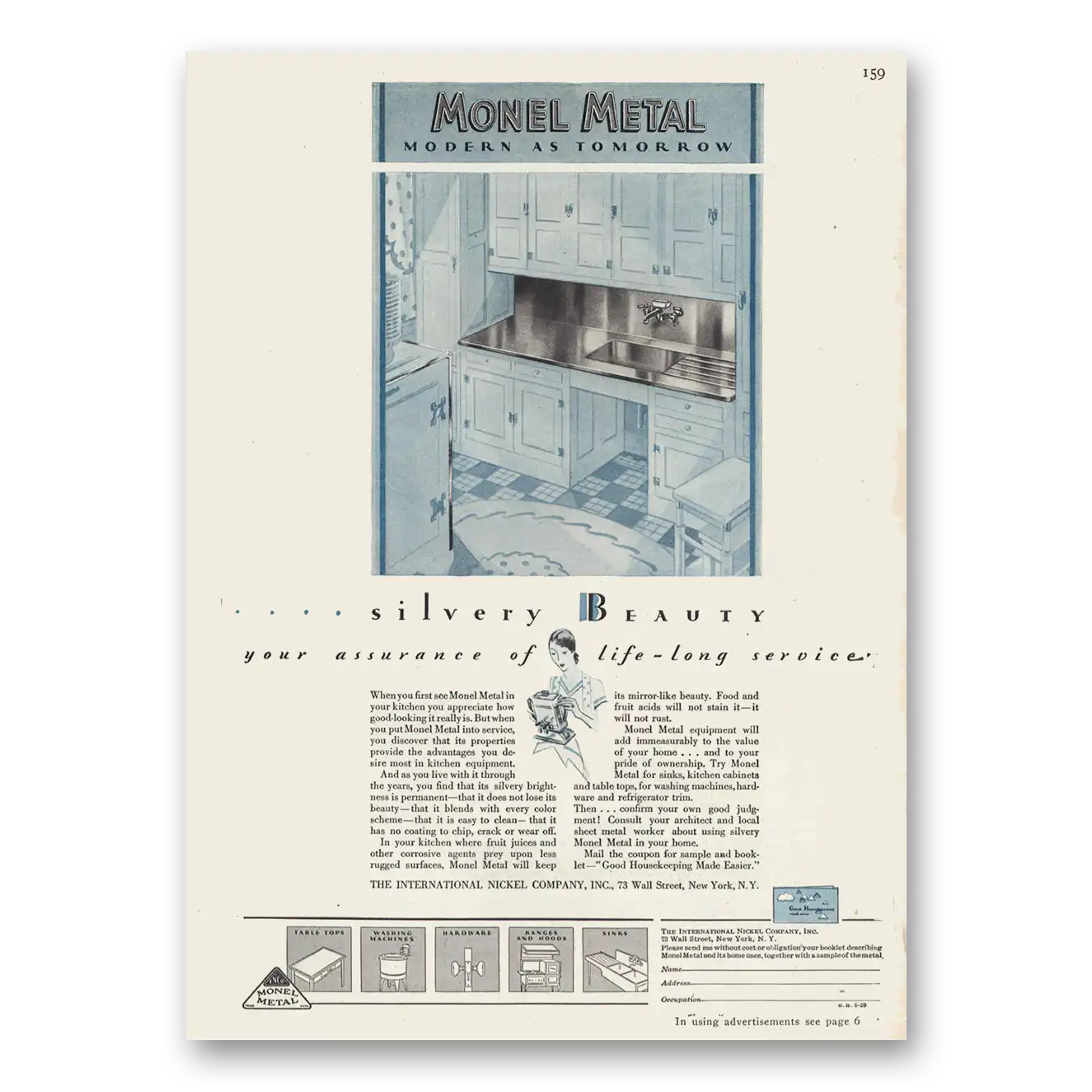 1929 International Nickel INCO Silvery Beauty Modern As Tomorrow Vintage Magazine Print Ad