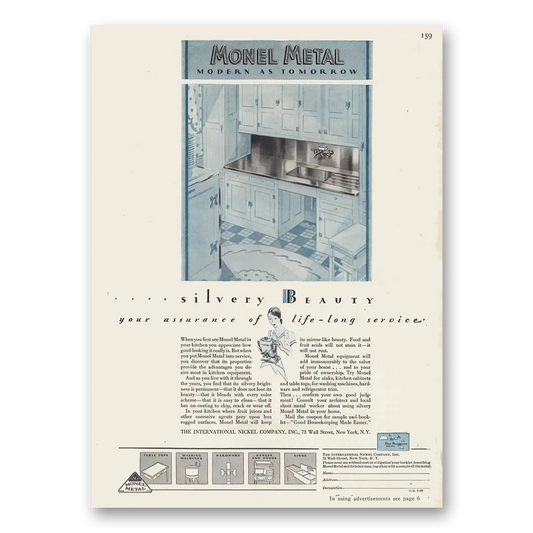 1929 International Nickel INCO Silvery Beauty Modern As Tomorrow Vintage Magazine Print Ad