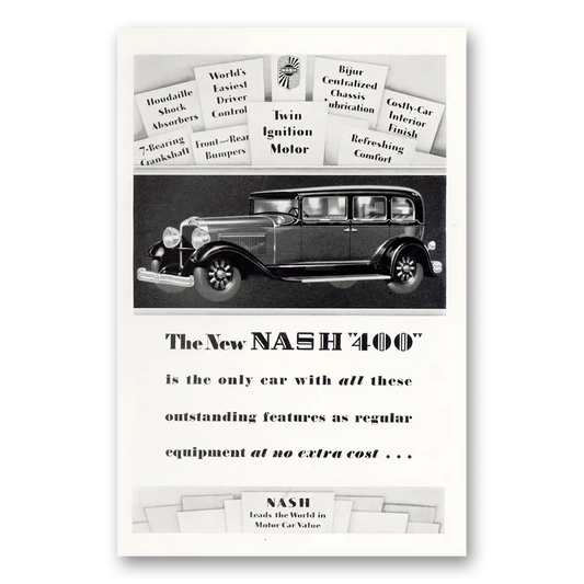 1929 Nash Motors Outstanding Features as Regular Vintage Magazine Print Ad