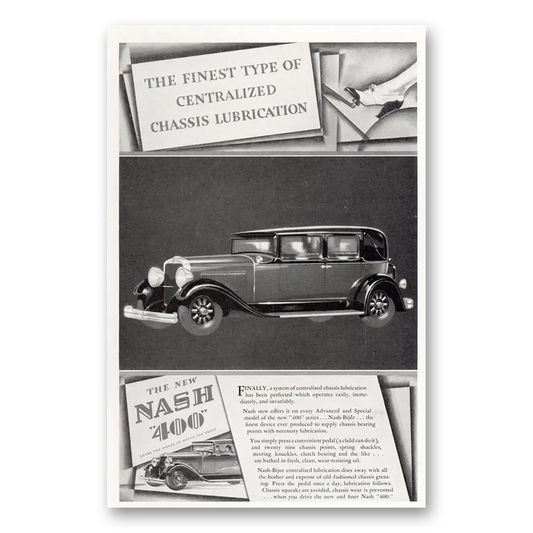 1929 Nash Motors Centralized Chassis Lubrication Vintage Magazine Print Ad