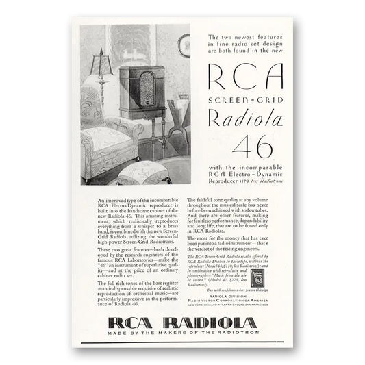 1929 RCA Radiola Radio Screen Grid RCA Electronic Dynamic Reproducer Vintage Magazine Print Ad