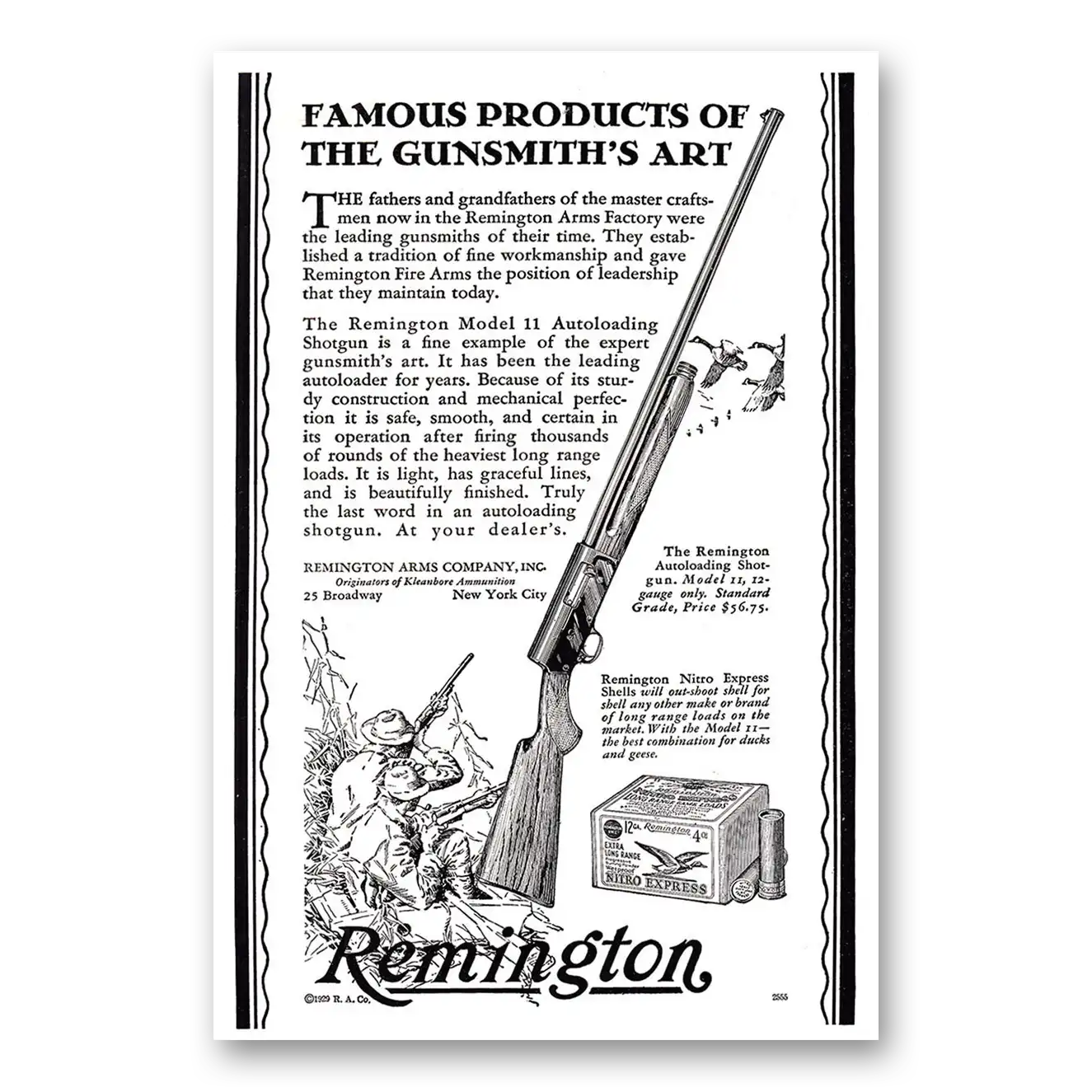 1929 Remington Arms Famous Products of the Gunsmiths Art Vintage Magazine Print Ad