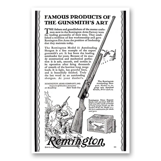 1929 Remington Arms Famous Products of the Gunsmiths Art Vintage Magazine Print Ad