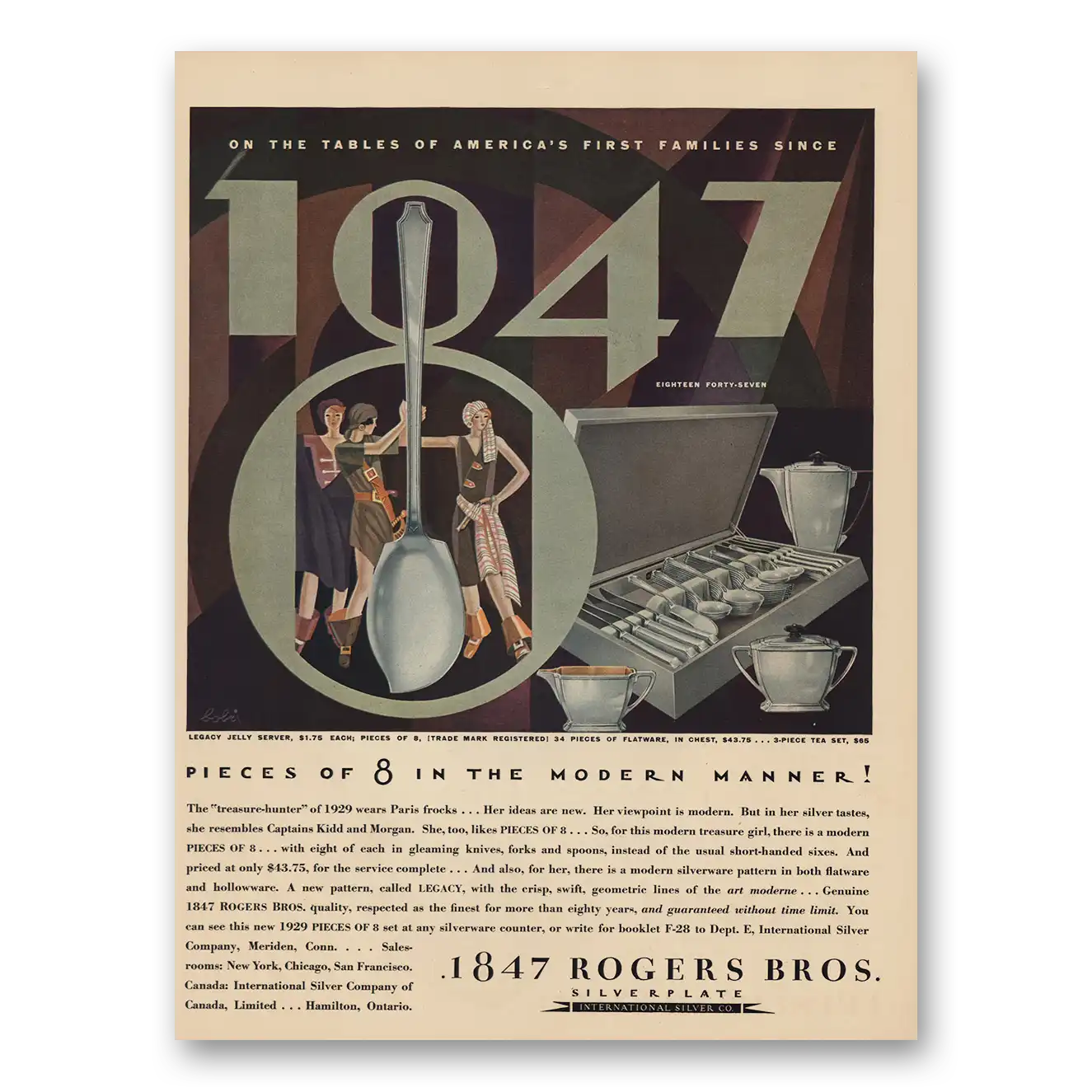 1929 1847 Rogers Bros Pieces of 8 Modern Manner Vintage Magazine Print Ad