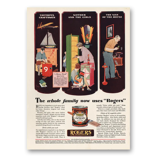 1929 Rogers Lacquer Whole Family Now Uses Vintage Magazine Print Ad