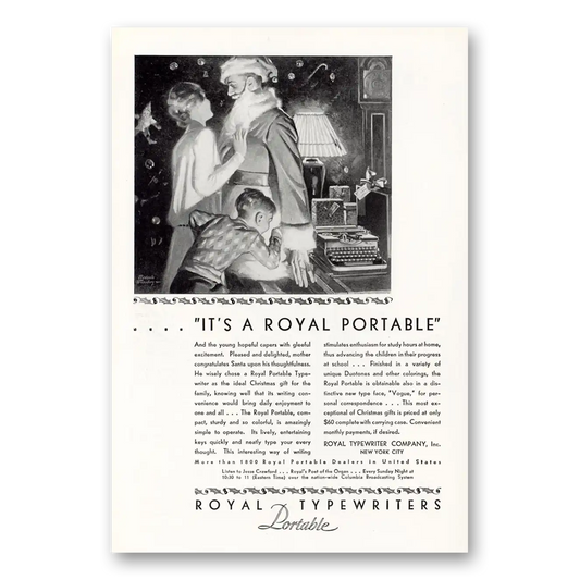 1929 Royal Typewriter Young Hopeful Capers Santa Vintage Magazine Print Ad