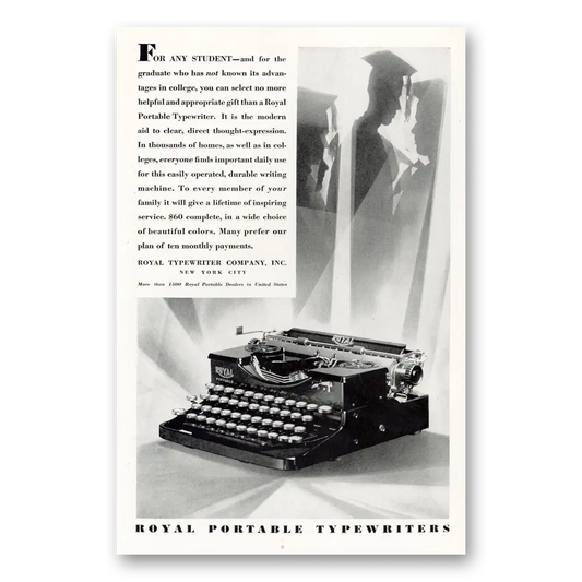 1929 Royal Typewriter For Any Student Vintage Magazine Print Ad