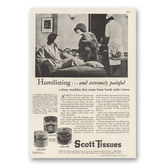 1929 Scot Tissue Humiliating and Extremely Painful Vintage Magazine Print Ad