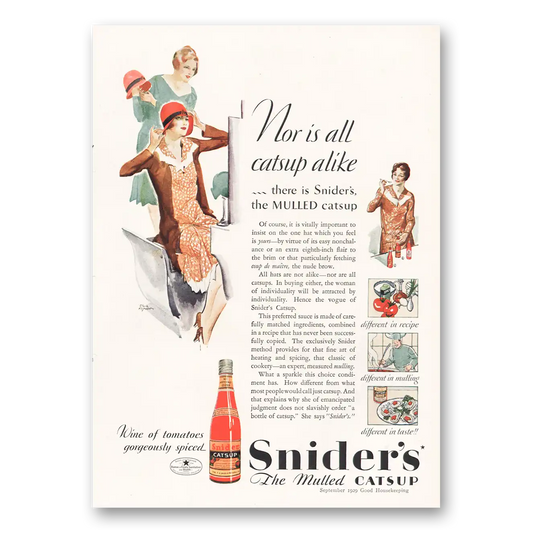 1929 Sniders Catsup Mulled Catsup Nor Is All Catsup Alike Vintage Magazine Print Ad