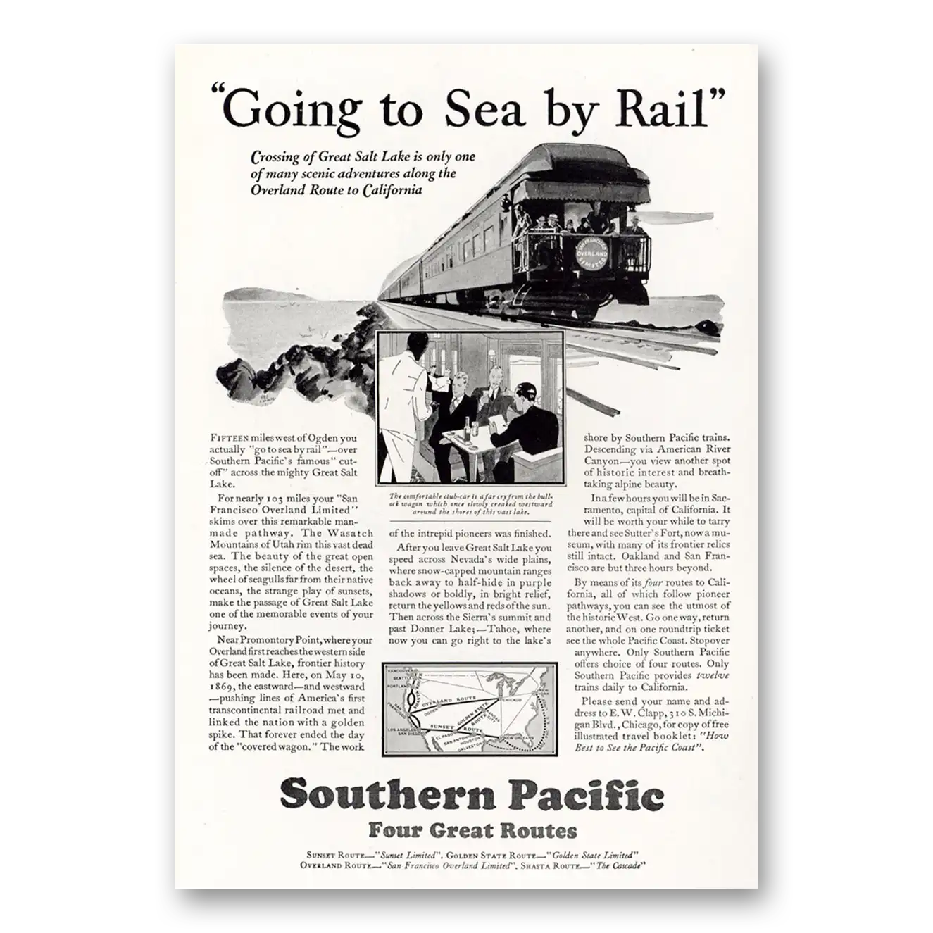 1929 Southern Pacific Going to Sea By Rail Vintage Magazine Print Ad