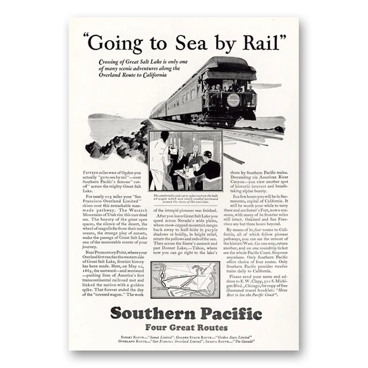 1929 Southern Pacific Going to Sea By Rail Vintage Magazine Print Ad