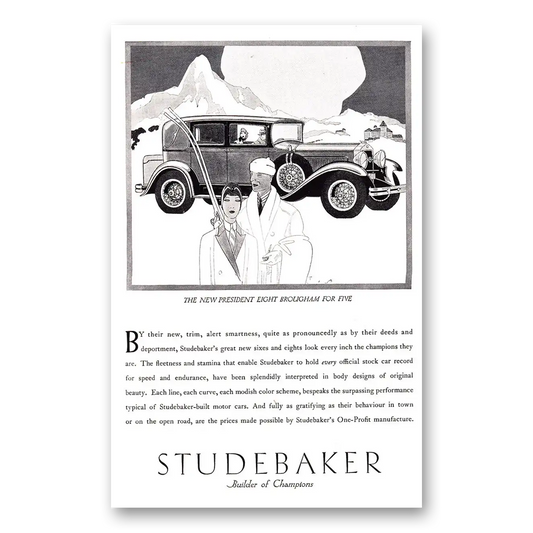 1929 Studebaker President Eight Brougham for Five Vintage Magazine Print Ad