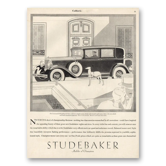 1929 Studebaker Commander Nothing Short of Championship Vintage Magazine Print Ad