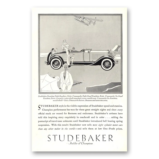 1929 Studebaker President Eight Roadster Commander Vintage Magazine Print Ad