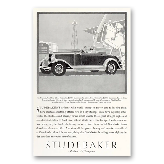 1929 Studebaker President Eight Roadster Vintage Magazine Print Ad