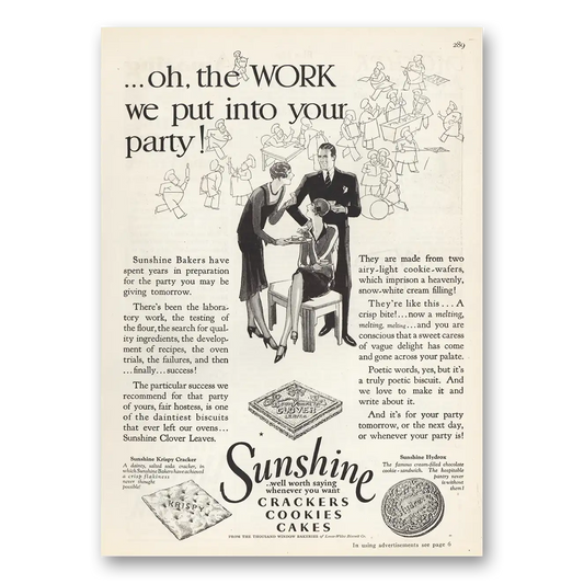 1929 Sunshine Cookies Oh the Work We Put Into Your Party Vintage Magazine Print Ad