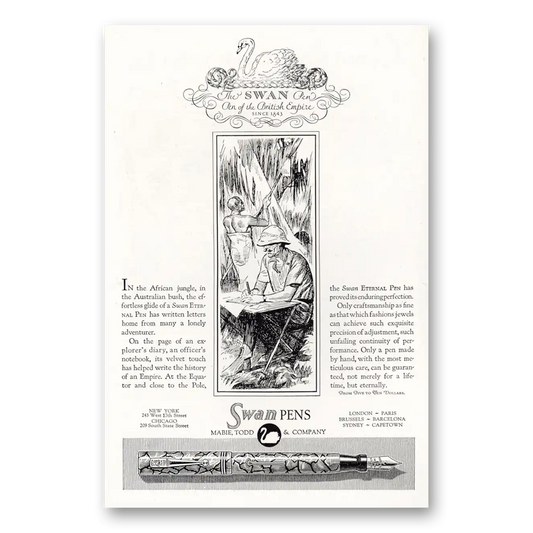 1929 Swan Pens Pen of the British Empire Vintage Magazine Print Ad