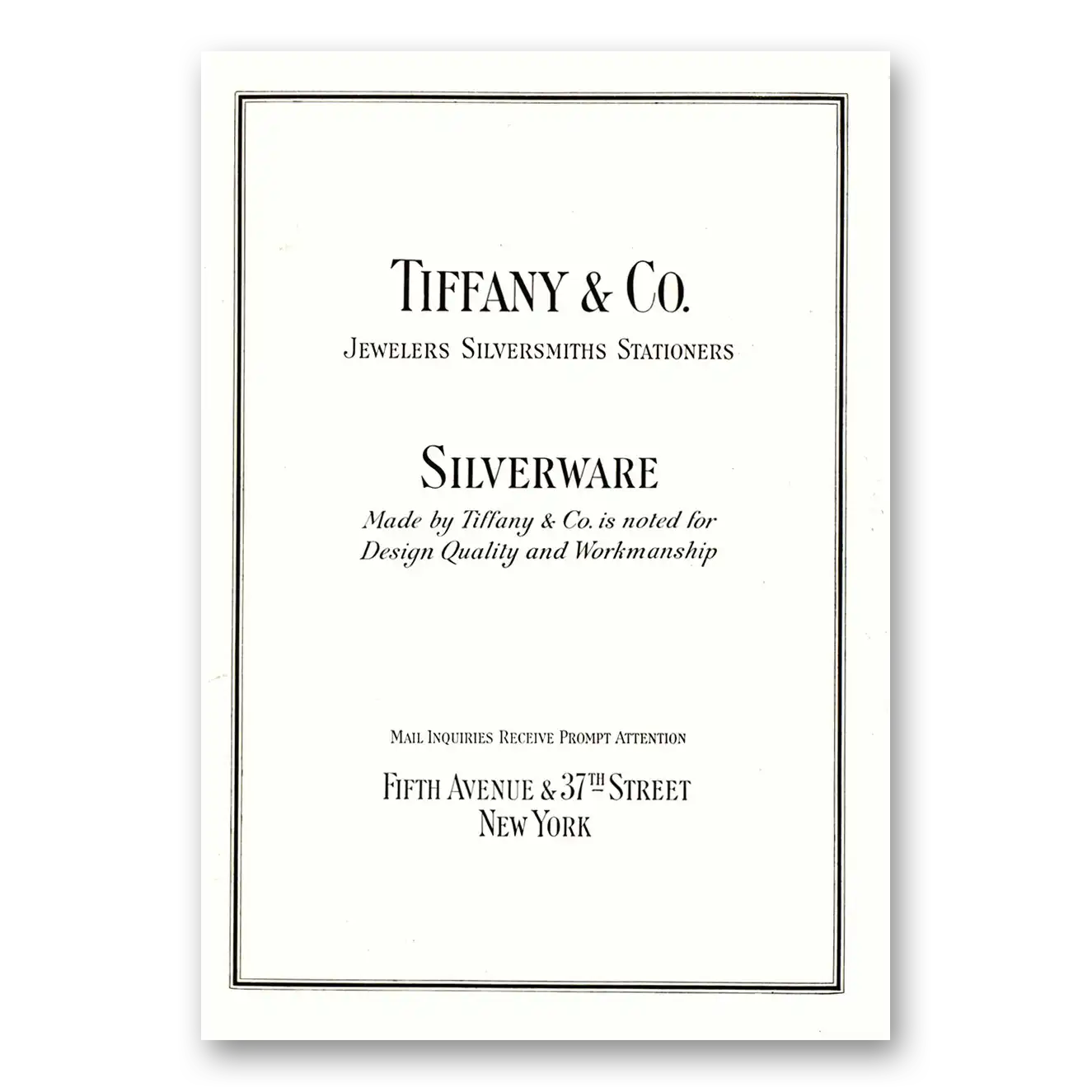 1929 Tiffany & Co Silverware Vintage Magazine Print Ad