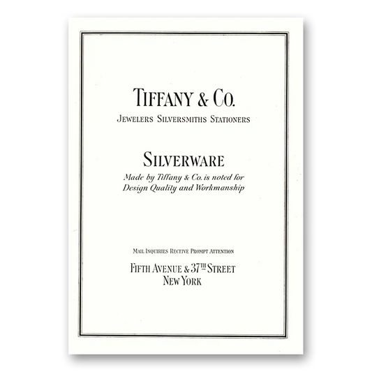 1929 Tiffany & Co Silverware Vintage Magazine Print Ad