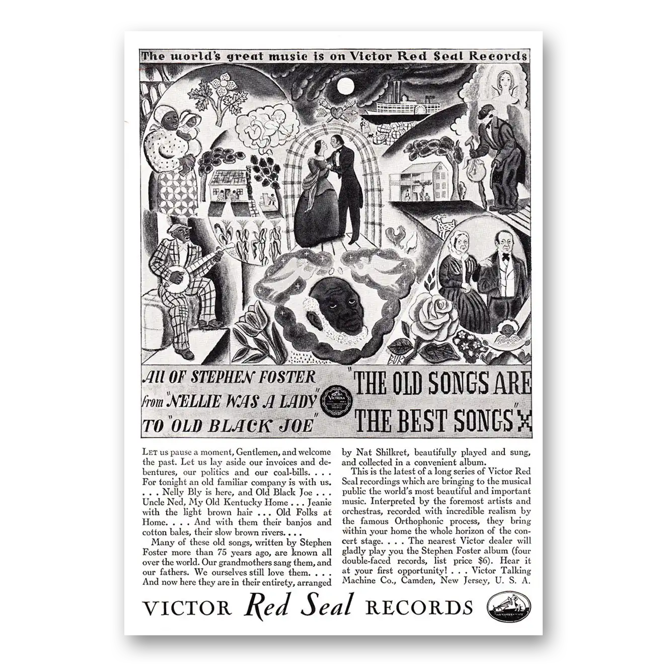 1929 Victor Red Seal Records Old Songs Are the Best Songs Stephen Foster Vintage Magazine Print Ad