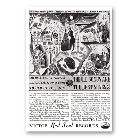 1929 Victor Red Seal Records Old Songs Are the Best Songs Stephen Foster Vintage Magazine Print Ad