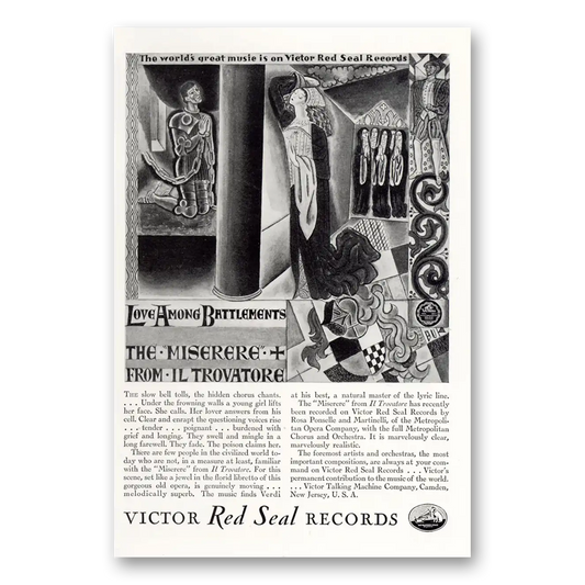 1929 Victor Red Seal Records Love Among Battlements Vintage Magazine Print Ad