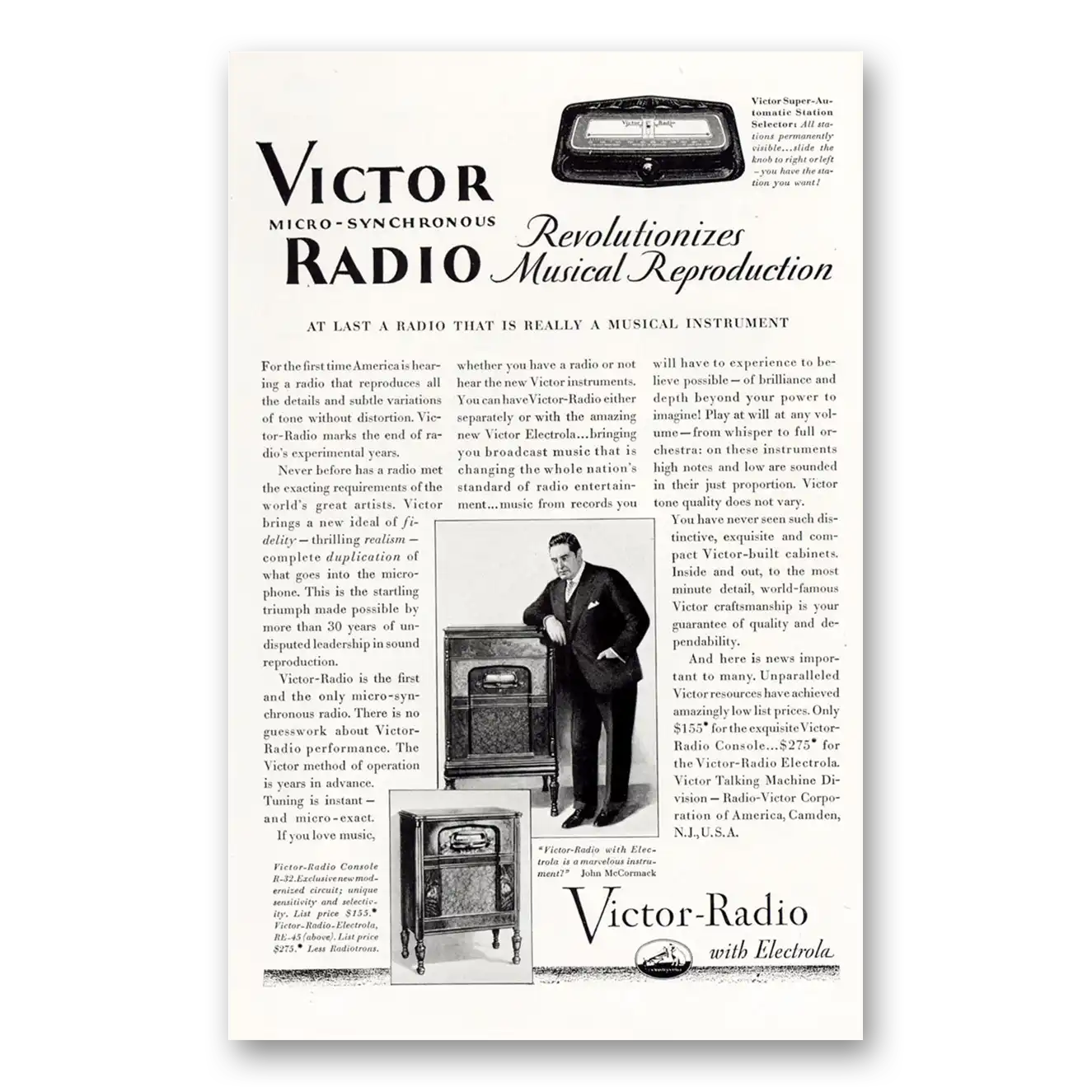 1929 Victor Radio Revolutionizes Musical Reproduction Vintage Magazine Print Ad