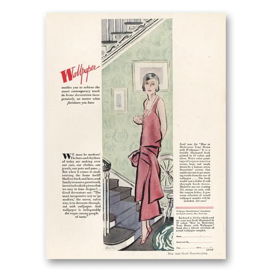 1929 Wallpaper Manufacturers Smart Contemporary Touch Vintage Magazine Print Ad