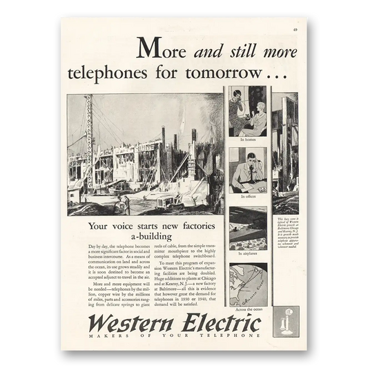 1929 Western Electric Still More Telephones for Tomorrow Vintage Magazine Print Ad