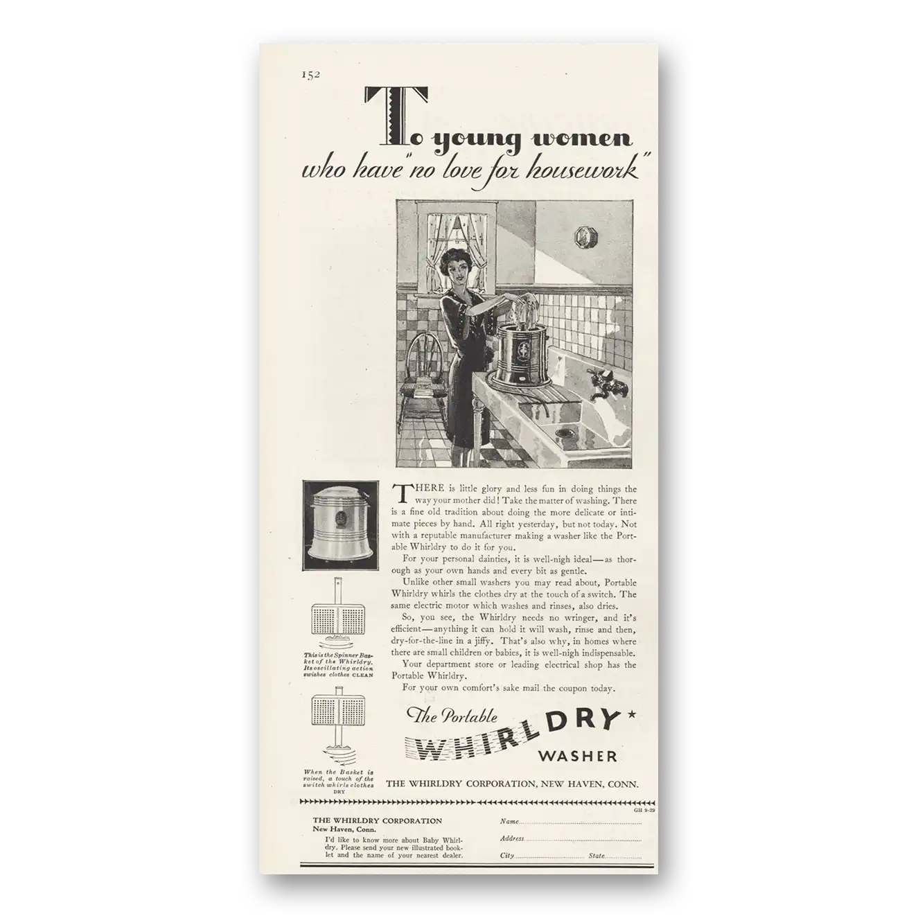 1929 Westinghouse Washer Washer No Love for Housework Vintage Magazine Print Ad